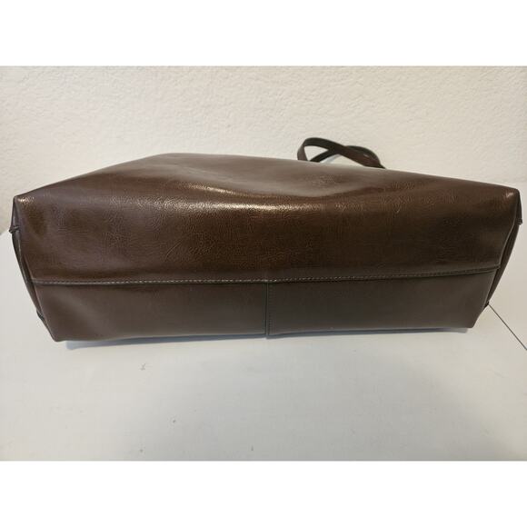 S-zone Brown Leather Tote Shoulder Handbag 17x10x5 - Picture 4 of 10